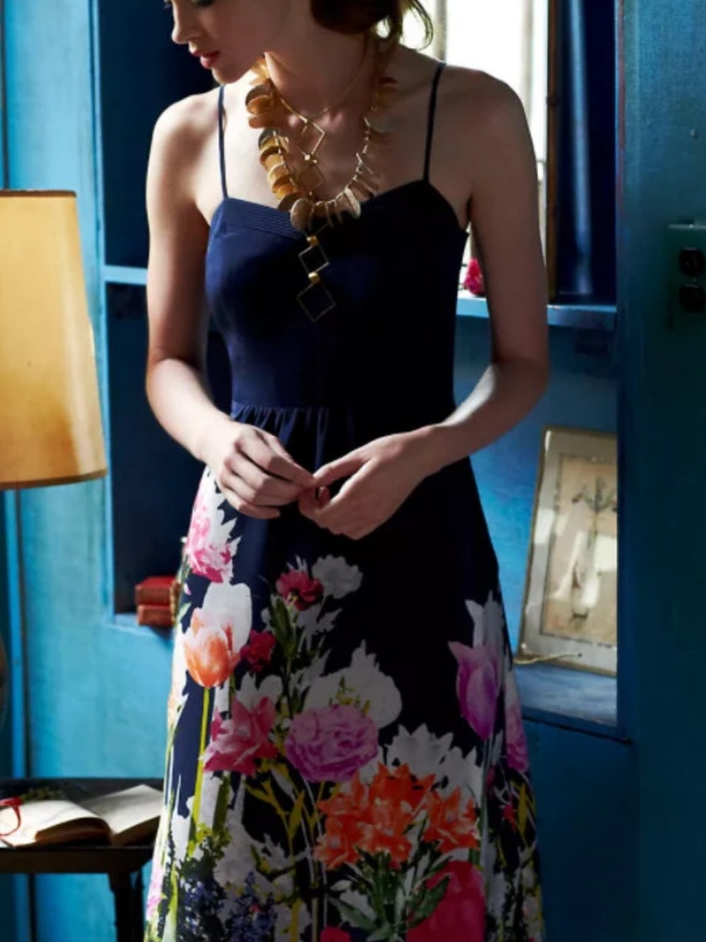 Anthropologie Moulinette Souers Aven Bloom Silk Floral Midi Dress size 12